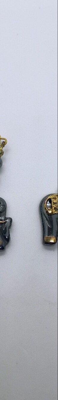 Hematite Elephant Gold Tone and Charcoal Elephant Drop Earrings - Women Jewelry
